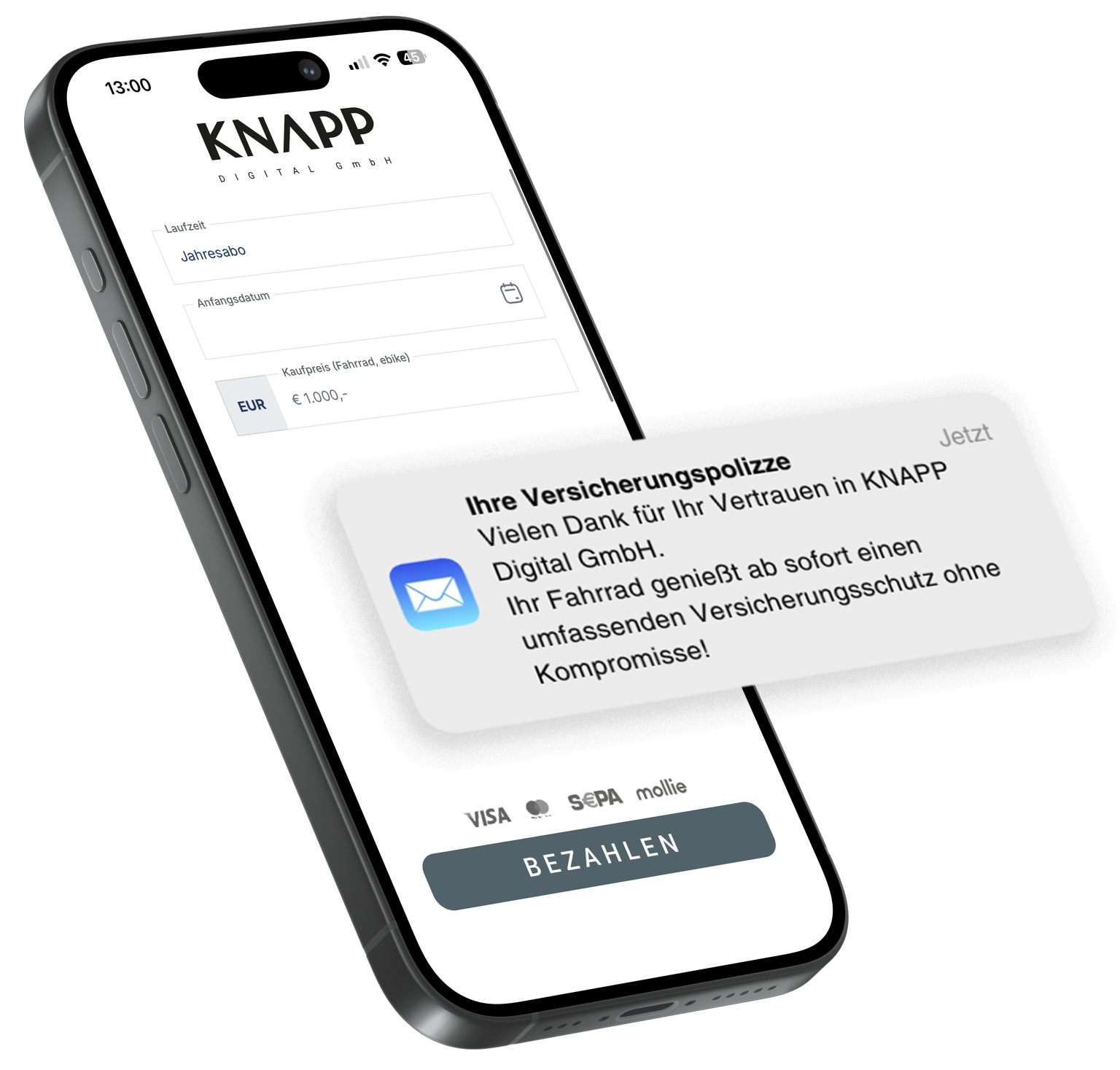 KNAPP Digital am Smartphone: Angebot berechnen, bezahlen und die Versicherungspolizze direkt erhalten